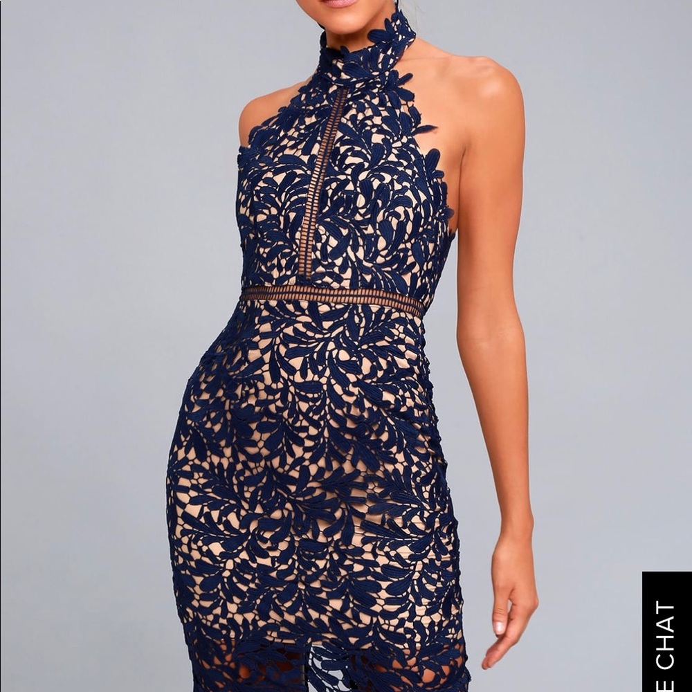 Lulus Navy Lace Dress. Size Medium